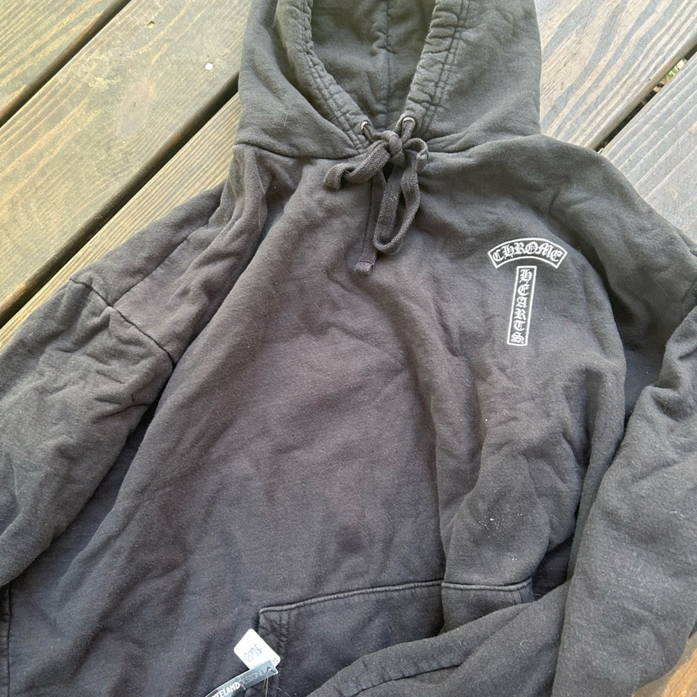 Black Hoodie with White Cross Patch